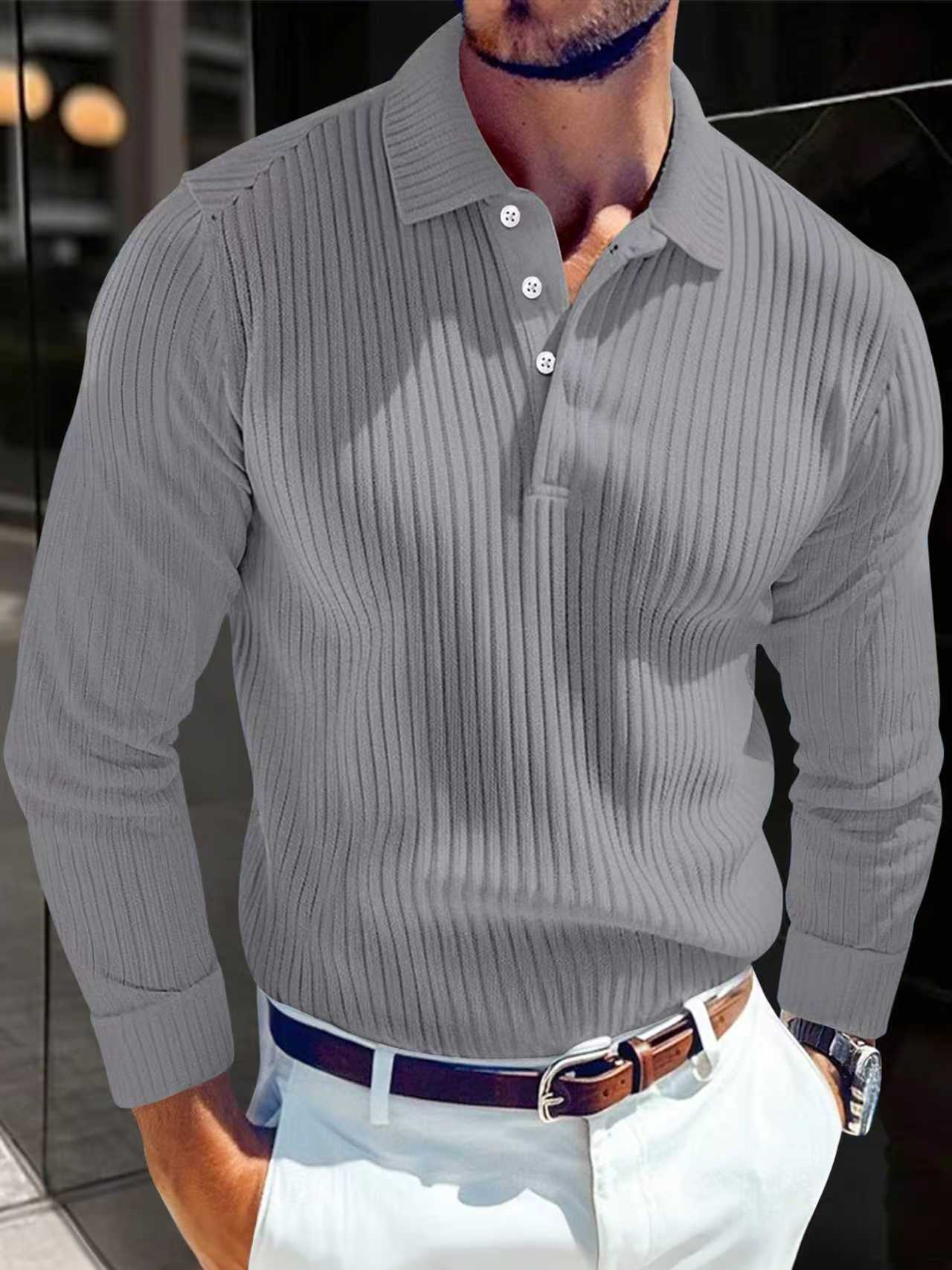 Men's Polo T-shirt Sports Retro Style Striped Polo Shirt